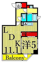 東京メトロ日比谷線 三ノ輪駅 徒歩2分の賃貸マンション 7階1LDKの間取り