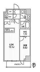 都営新宿線 菊川駅 徒歩2分の賃貸マンション 7階1LDKの間取り