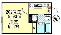 京成押上線 四ツ木駅 徒歩2分の賃貸アパート 2階1Kの間取り