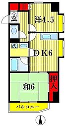 東武伊勢崎線 東向島駅 徒歩9分の賃貸マンション 3階2DKの間取り
