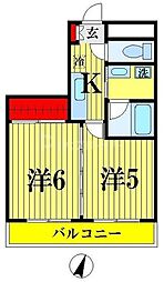 京成押上線 京成曳舟駅 徒歩9分の賃貸マンション 3階2Kの間取り