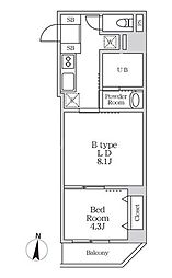 JR総武本線 錦糸町駅 徒歩5分の賃貸マンション 4階1LDKの間取り