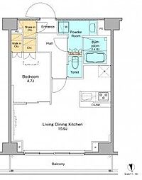 東武伊勢崎線 浅草駅 徒歩9分の賃貸マンション 8階1LDKの間取り