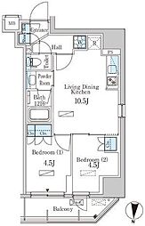 都営新宿線 菊川駅 徒歩3分の賃貸マンション 3階2LDKの間取り