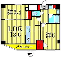 都営大江戸線 両国駅 徒歩5分の賃貸マンション 7階2LDKの間取り