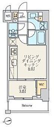 東京メトロ日比谷線 北千住駅 徒歩7分の賃貸マンション 8階1LDKの間取り