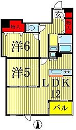 PRISMCOURT平井 2LDKの間取図画像