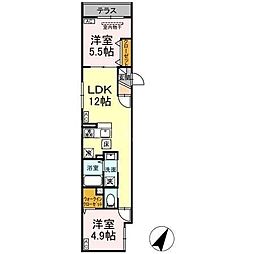 セレスティア柴又III 2LDKの間取図画像