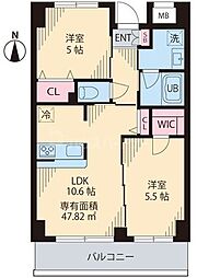 COURTTAKETOKU1 2LDKの間取図画像
