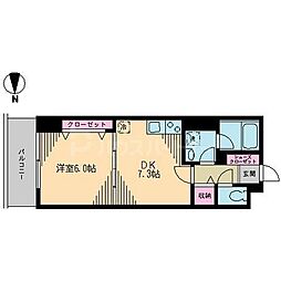 クレドラテース白河 1DKの間取図画像