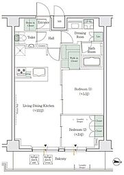 ワンルーフレジデンス亀戸 2LDKの間取図画像