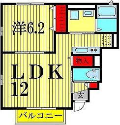 アムール3292 1LDKの間取図画像