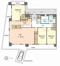 アーバンビュー湘南辻堂サウスヴィラ 3LDKの間取図画像