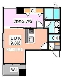 ロゼットII 3階1LDKの間取り