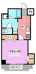 第2若木コーポ 1Kの間取図画像