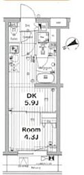 都営大江戸線 若松河田駅 徒歩10分の賃貸マンション 1階1DKの間取り