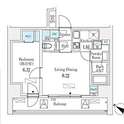 東京メトロ東西線 九段下駅 徒歩4分の賃貸マンション 4階1LDKの間取り