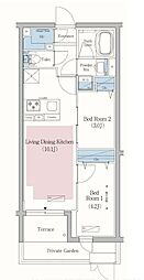 都営三田線 春日駅 徒歩11分の賃貸マンション 1階2LDKの間取り