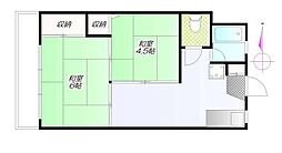 東京メトロ丸ノ内線 後楽園駅 徒歩9分の賃貸マンション 2階2DKの間取り