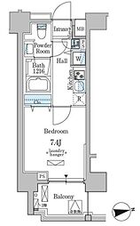東京メトロ丸ノ内線 新宿御苑前駅 徒歩8分の賃貸マンション 10階1Kの間取り