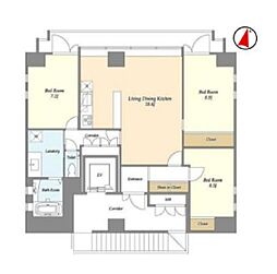 都営新宿線 九段下駅 徒歩4分の賃貸マンション 3階2SLDKの間取り