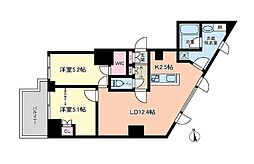 JR中央線 四ツ谷駅 徒歩11分の賃貸マンション 7階2LDKの間取り