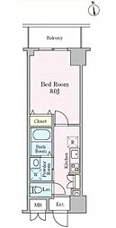 都営新宿線 九段下駅 徒歩4分の賃貸マンション 5階1Kの間取り