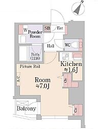 都営新宿線 曙橋駅 徒歩4分の賃貸マンション 3階1Kの間取り