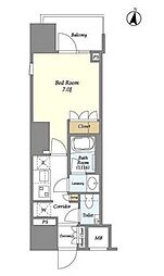 東京メトロ千代田線 湯島駅 徒歩6分の賃貸マンション 2階1Kの間取り
