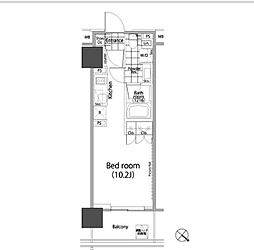 東京メトロ千代田線 赤坂駅 徒歩3分の賃貸マンション 16階ワンルームの間取り