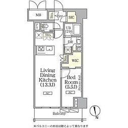 東京メトロ有楽町線 江戸川橋駅 徒歩8分の賃貸マンション 10階1LDKの間取り