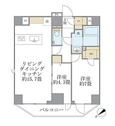 東京メトロ南北線 溜池山王駅 徒歩4分の賃貸マンション 10階2LDKの間取り