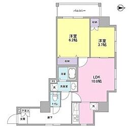 東京メトロ南北線 後楽園駅 徒歩6分の賃貸マンション 7階2LDKの間取り