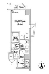 東京メトロ有楽町線 麹町駅 徒歩4分の賃貸マンション 7階1Kの間取り