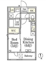 東京メトロ東西線 神楽坂駅 徒歩5分の賃貸マンション 3階1DKの間取り
