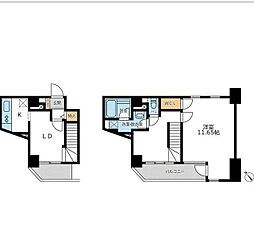 東京メトロ南北線 六本木一丁目駅 徒歩2分の賃貸マンション 12階1LDKの間取り