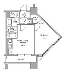東京メトロ南北線 市ケ谷駅 徒歩6分の賃貸マンション 11階1DKの間取り