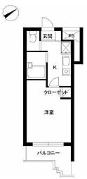 都営新宿線 曙橋駅 徒歩3分の賃貸マンション 1階1Kの間取り