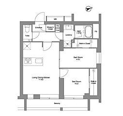 都営新宿線 曙橋駅 徒歩6分の賃貸マンション 3階2LDKの間取り