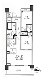 マジェスティハウス新宿御苑パークナード 2LDKの間取図画像
