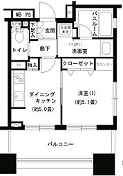 パークキューブ市ヶ谷 1DKの間取図画像
