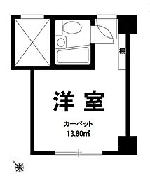 赤坂レジデンシャルホテル ワンルームの間取図画像
