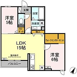 コスモ 3階2LDKの間取り