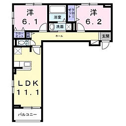グレース讃良 2LDKの間取図画像