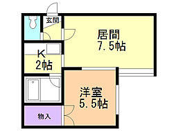 メゾン・エクレール47 1LDKの間取図画像