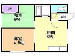 コーポ谷 2LDKの間取図画像
