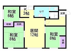 近藤アパート 3LDKの間取図画像