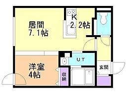 札幌市厚別区厚別中央四条2丁目マンション 1LDKの間取図画像