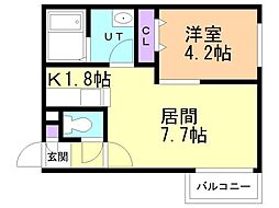 ルーチェ厚別 1LDKの間取図画像