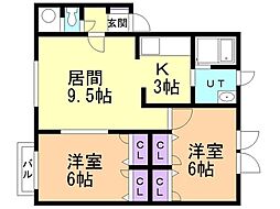 フォレパルクA 2LDKの間取図画像